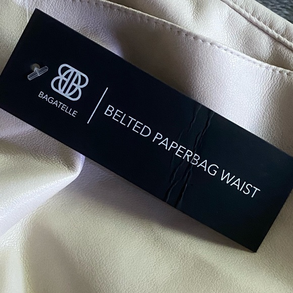 BAGATELLE COLLECTION Bone Paperbag Waist Pants Sz L - Picture 13 of 13